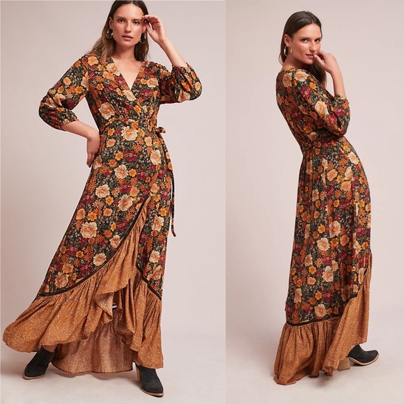 Anthropologie Dresses & Skirts - Anthropologie Farm Rio Madrid wrap maxi dress L